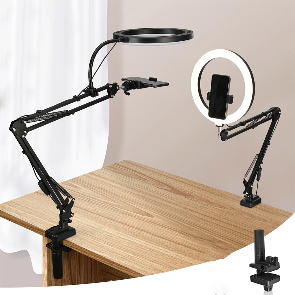 스탠드와 휴대폰 홀더가 있는 링 라이트, 클램프 오버헤 - Webcam Ring Light 리뷰 및 가격
