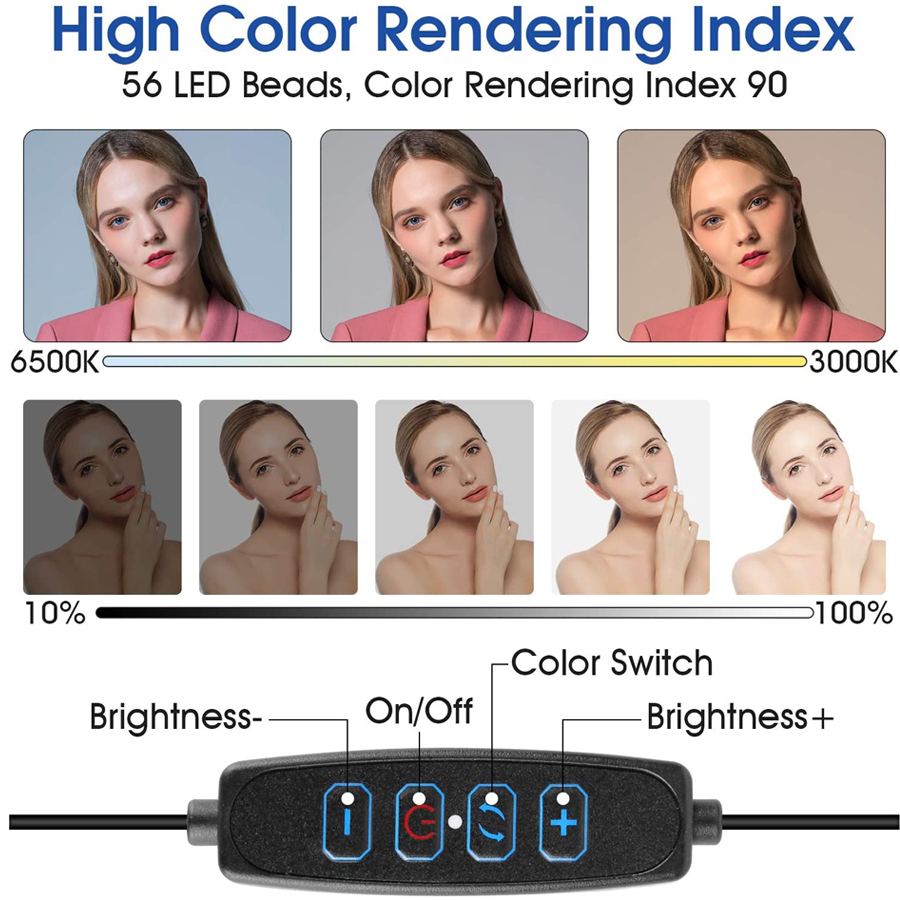 16cm LED 비디오 조명 스탠드 포함 셀카 링 라이 - Webcam Ring Light 리뷰 및 가격