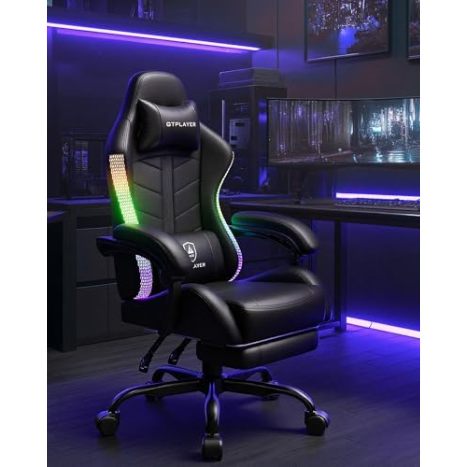게이밍 의자, 성인용 컴퓨터 게임 의자, RGB 블랙  - Video Gaming & Esports Usd Acc 리뷰 및 가격